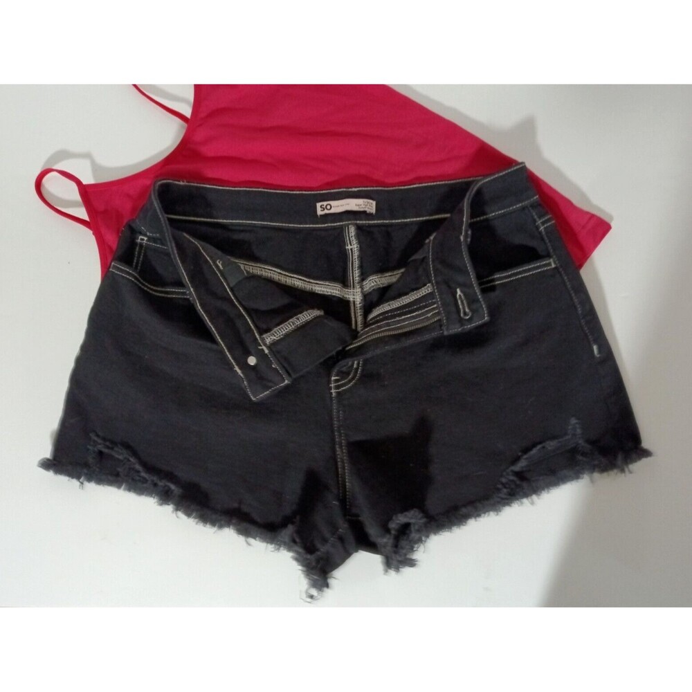 So Goods For Life Women's Junior Cut off Short Denim Super High Rise Black SZ 11